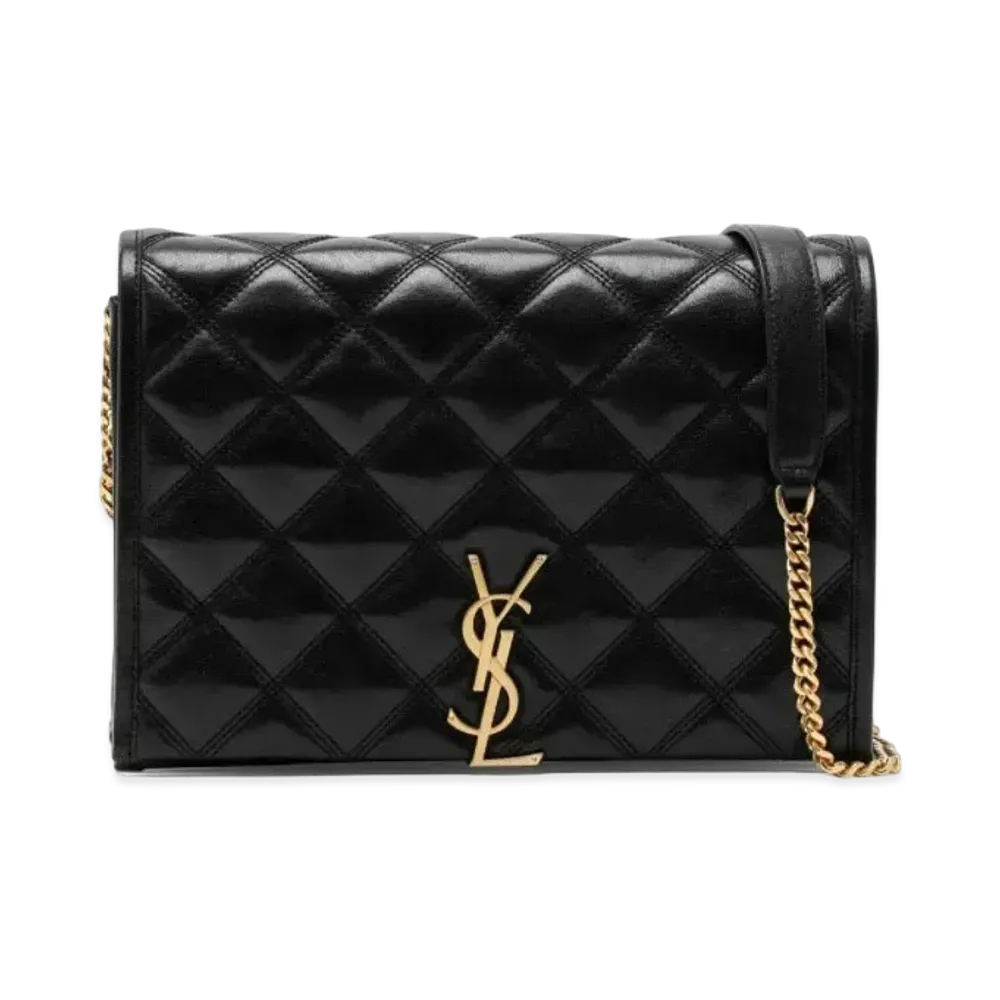 SAINT LAURENT Becky Mini Chain Bag In Carre-Quilted Lambskin "Black"