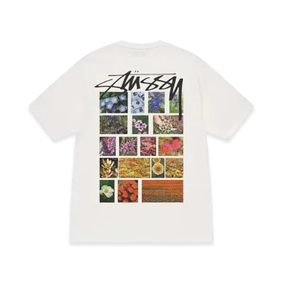 Stussy Flower Grid Pigment Dyed Tee "Natural"