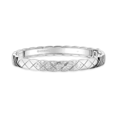 CHANEL Coco Crush Bracelet Quilted Motif, 18K White Gold, Diamonds