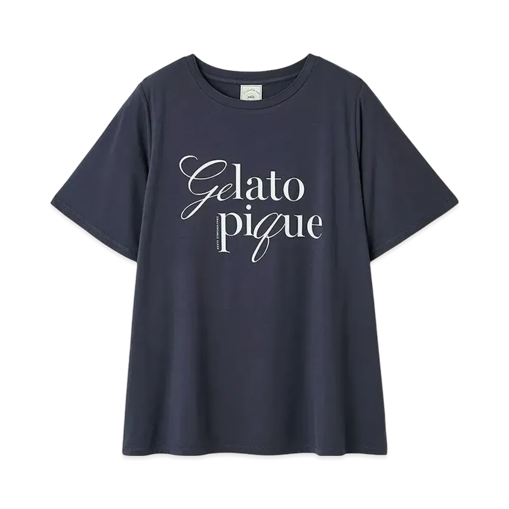 GELATO PIQUE Cool Feeling To The Touch Rayon Logo T-Shirt "Navy"