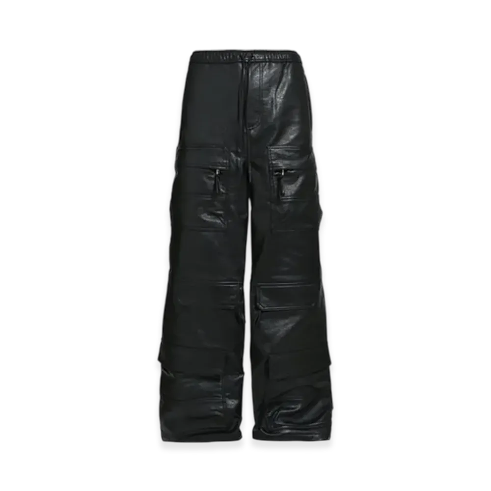 BREATH Faux Leather Cargo Pants "Black"