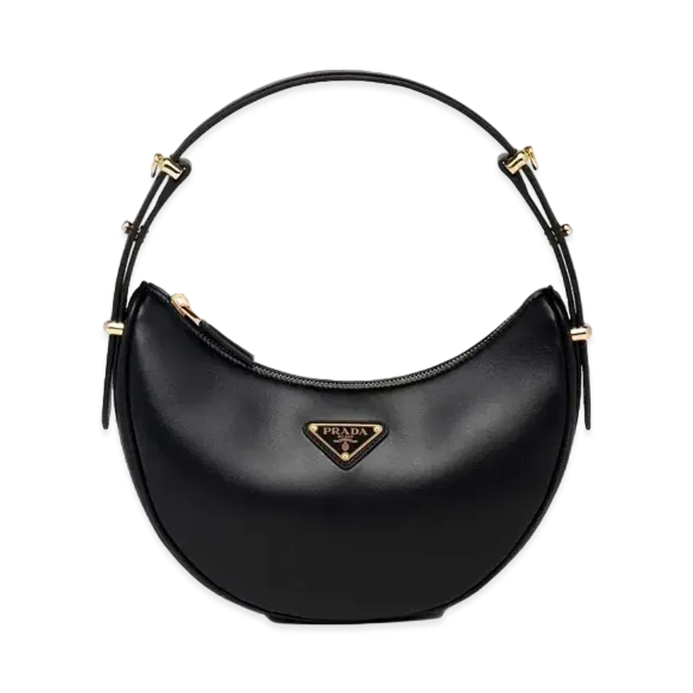 PRADA Arque Leather Shoulder Bag "Black"