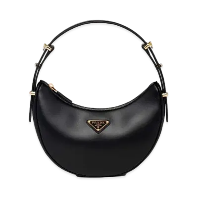 PRADA Arque Leather Shoulder Bag "Black"