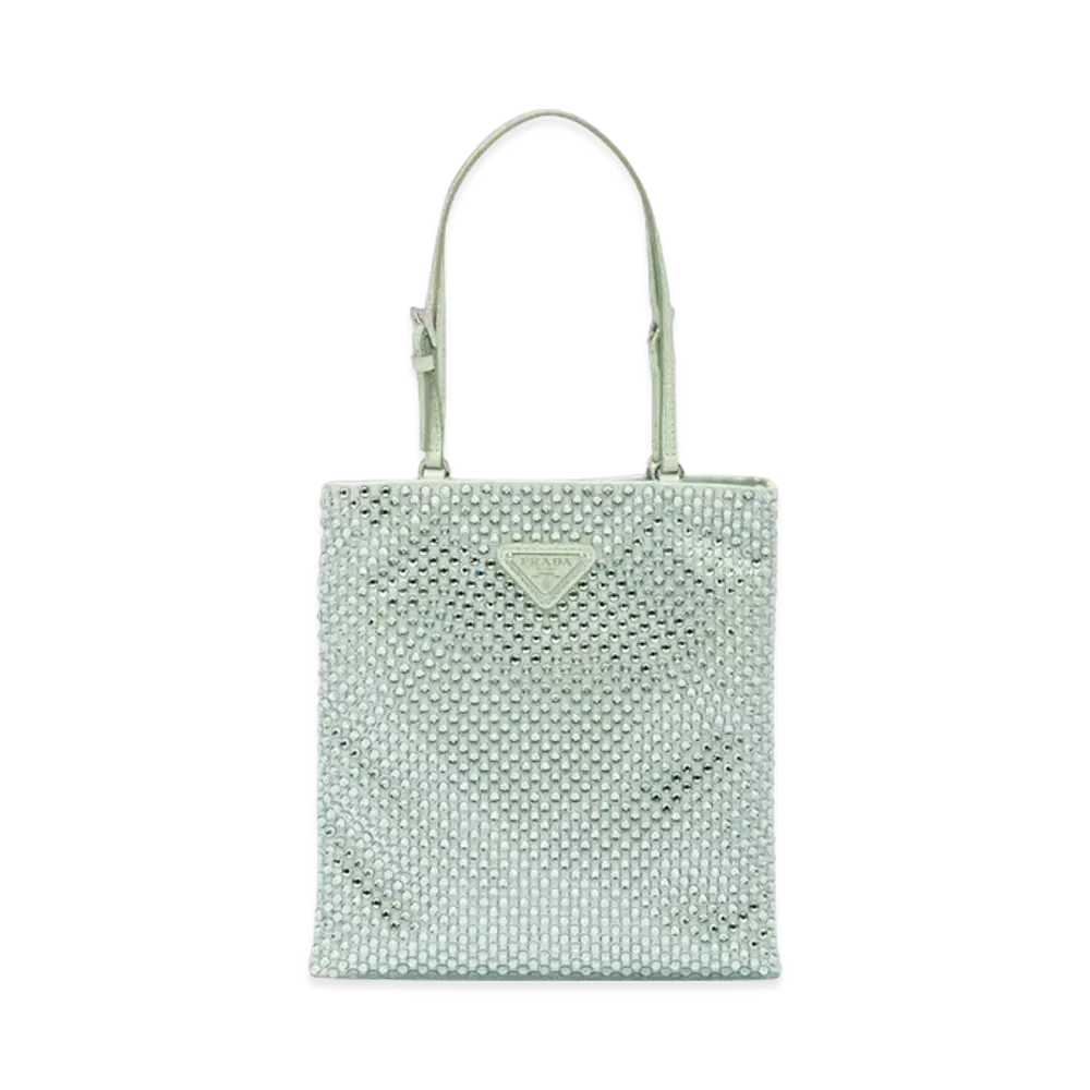 PRADA Satin Handbag Crystals "Aqua"