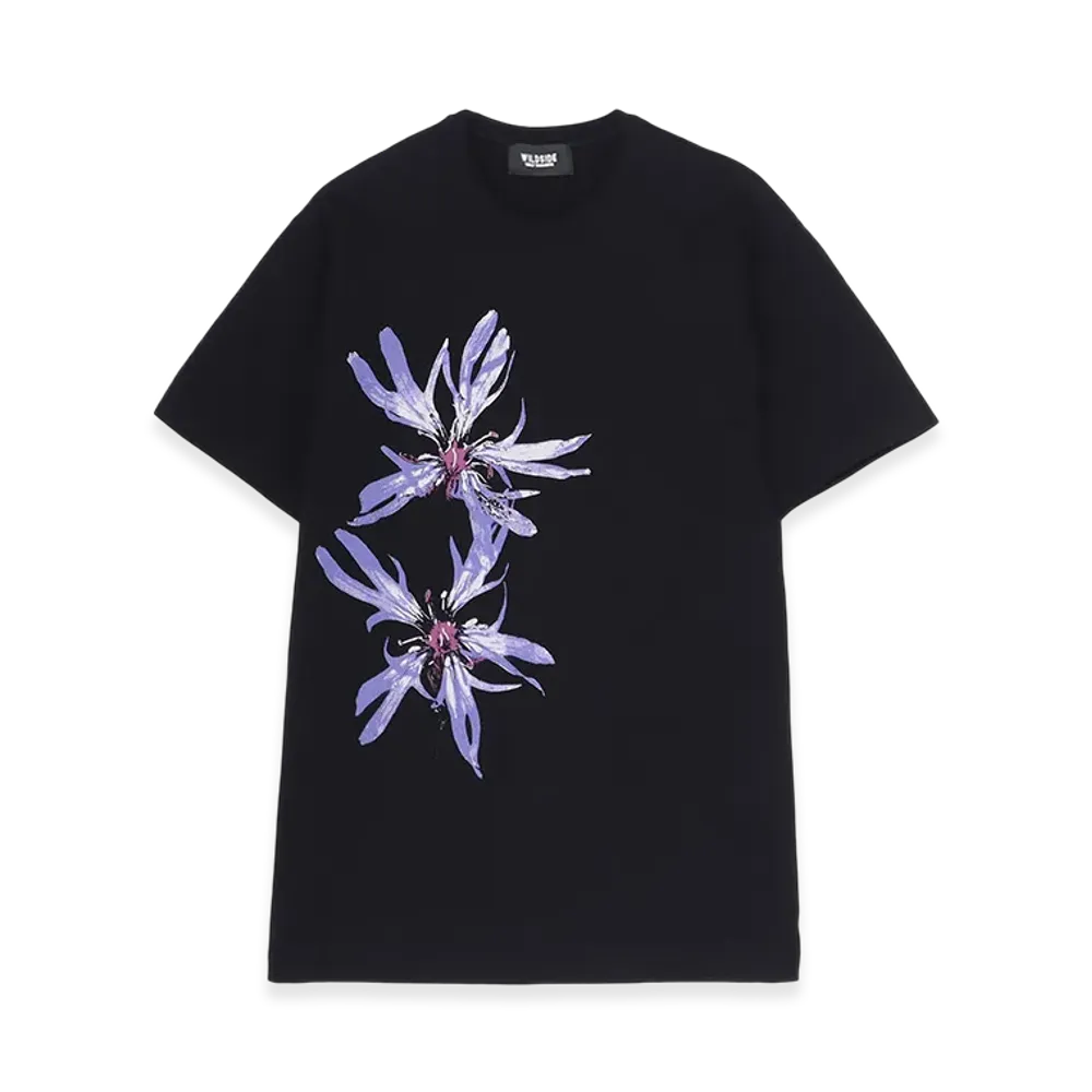 WILDSIDE YOHJI YAMAMOTO Blue Flower T-Shirt "Black"