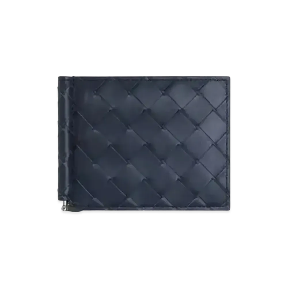 Bottega Veneta Intrecciato Calfskin Bi-fold Wallet With Money Clip "Space/Cob"