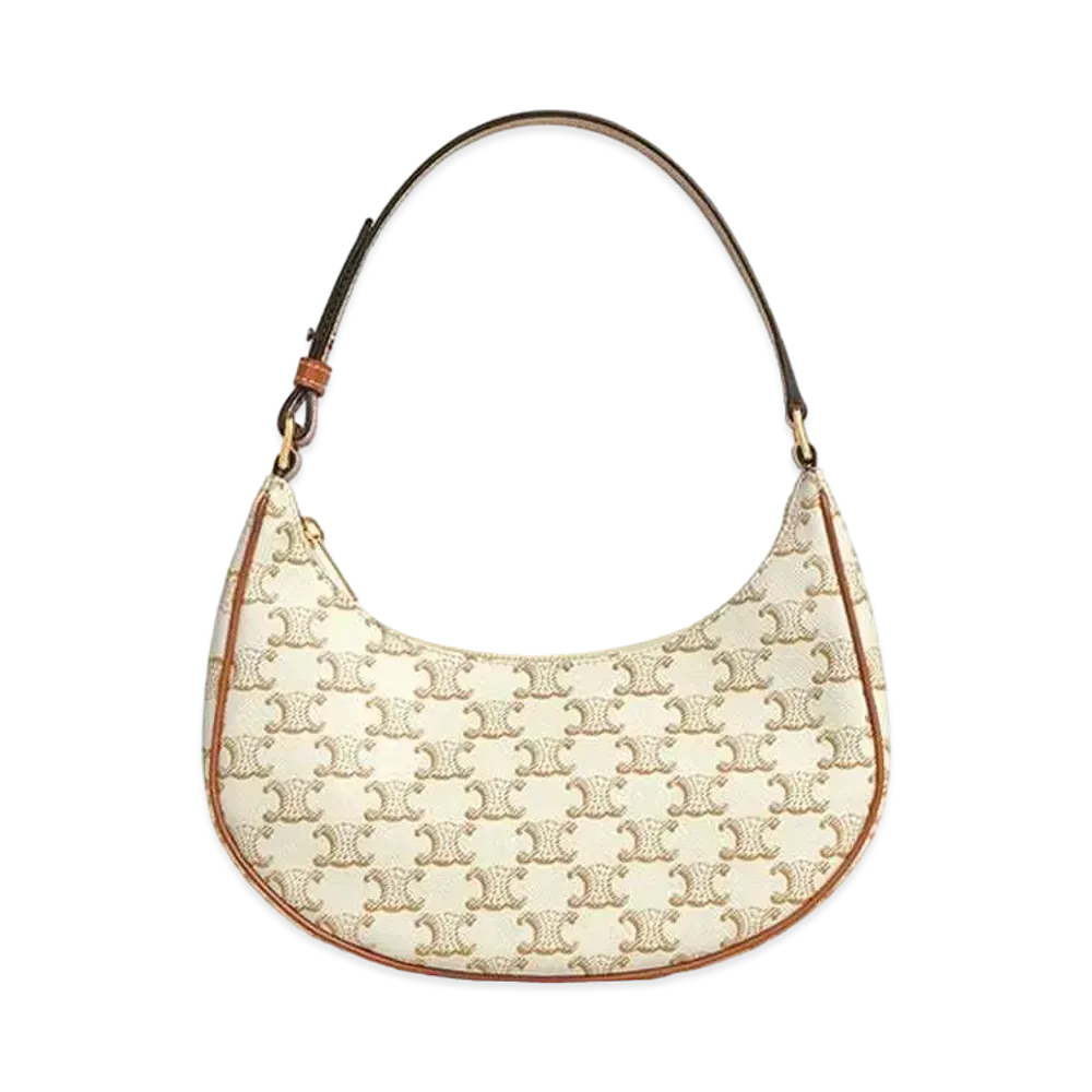 CELINE Ava Bag In Triomphe Canvas And Calfskin "White"
