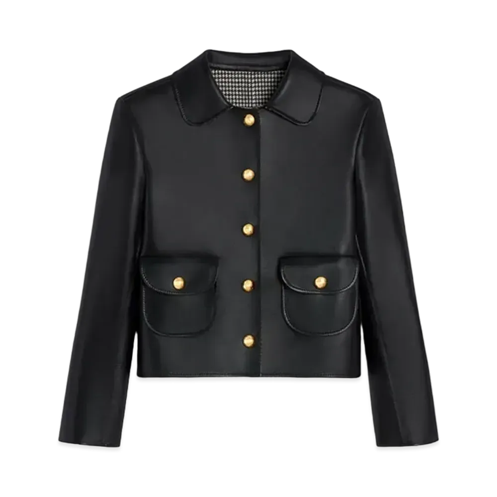 CELINE Jacket with Claudine Collar In Soft Lambskin "Black"