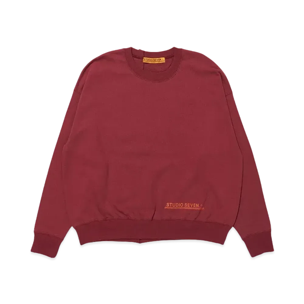 STUDIO SEVEN Cutoff Logo Crew Sweat "BURGUNDY"