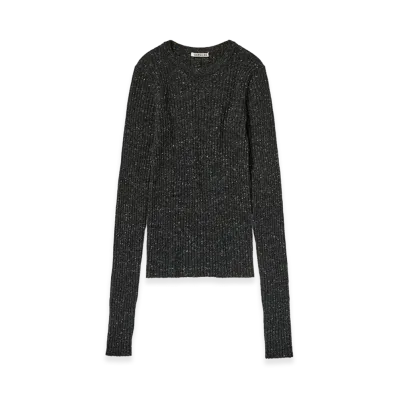 AURALEE Women's Cashmere Nep Knit P/O "Mix Black"