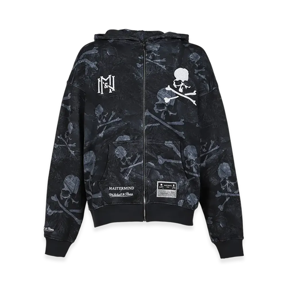 MASTERMIND WORLD x Mitchell&Ness Zip Up Hoodie "Black"