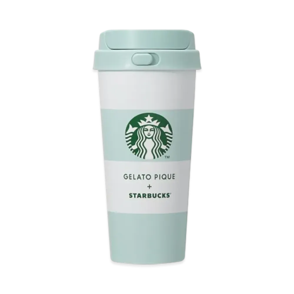 STARBUCKS x GELATO PIQUE Border Stainless Steel TOGO Bottle 473ml "Mint Green"