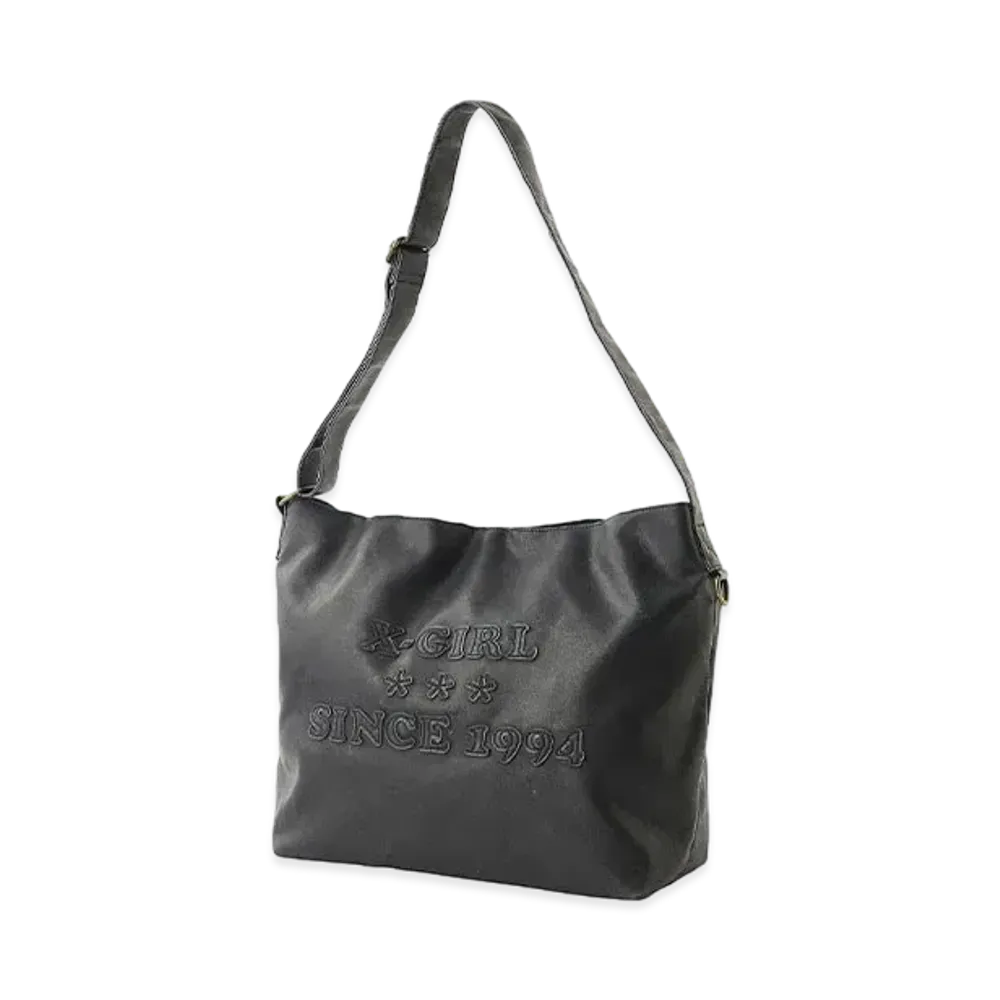 X-Girl Patched Logo X-Girl Faux Leather Shoulder Bag "Black"