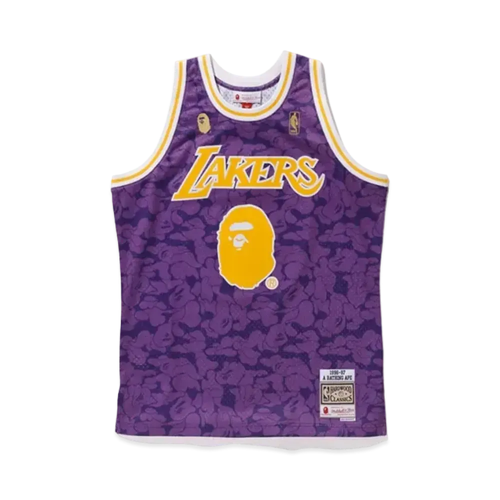 A BATHING APE Mitchell & Ness Lakers ABC Basketball Swingman Jersey "Purple"
