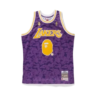 A BATHING APE Mitchell & Ness Lakers ABC Basketball Swingman Jersey "Purple"