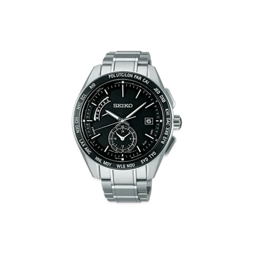 SEIKO Brightz Solar Radio Watch World Time "Black" SAGA167