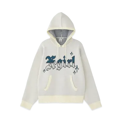 X-Girl Gradient Logo Jacquard Knit Hoodie "White"