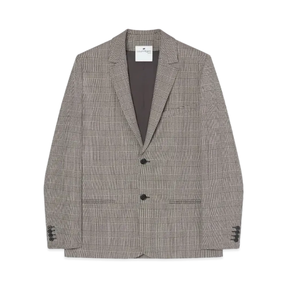 Courreges Prince Of Wales Tailored Jacket "Sand/Mud Brown"