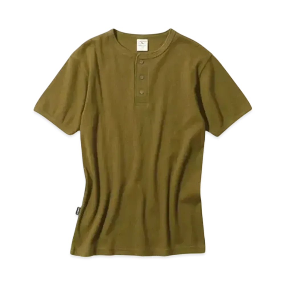 AVIREX Daily Wear Rib Henley Neck S/S T-Shirt "Olive"