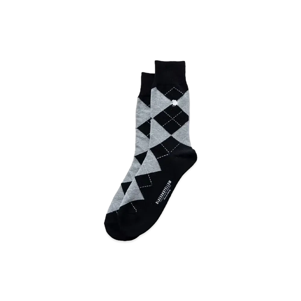 RATS COTTON ACRYLIC ARGYLE SOX "BLACK"