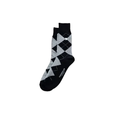 RATS COTTON ACRYLIC ARGYLE SOX "BLACK"