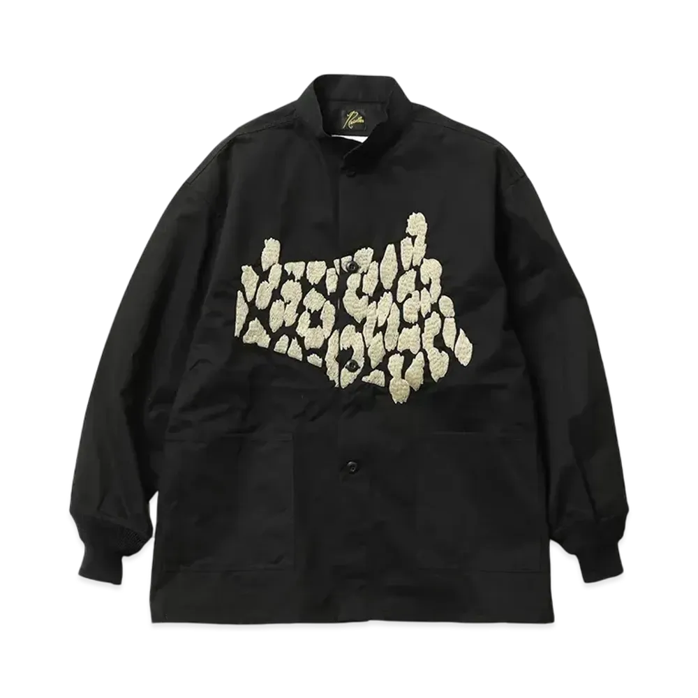 NEEDLES x NOMA t.d. S.C. Army Shirt - Leopard / Hand Emboidery "Black"