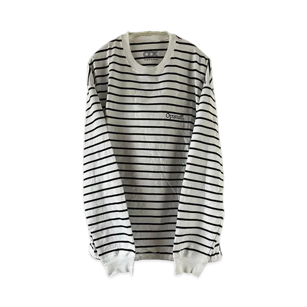 Optstuff Drawstring Border Long Sleeve T-Shirt "White/Black"