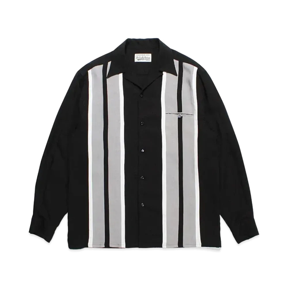 WACKO MARIA Switching Open Collar Shirt "Black"