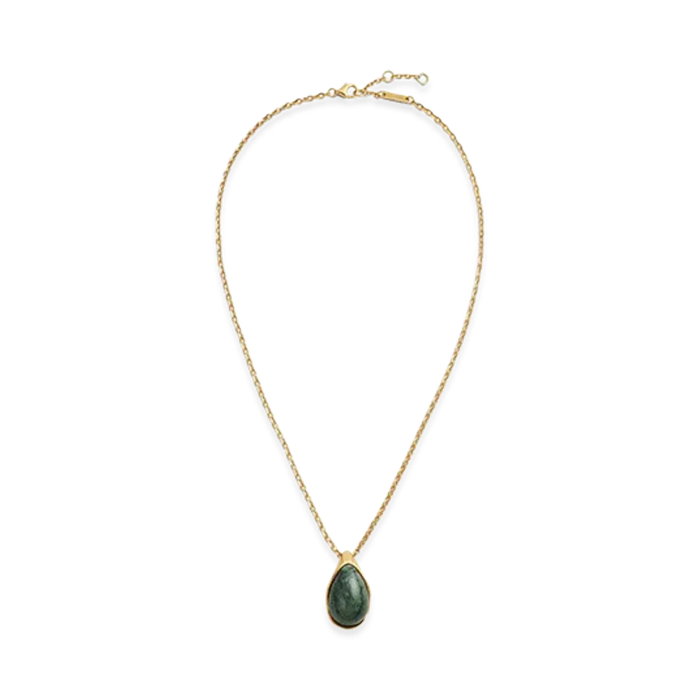 Bottega Veneta Drop Marble Pendant Necklace "Green Marble Alpi"