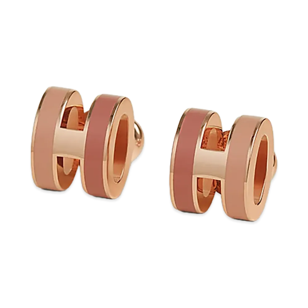 Hermes Mini Pop H Rocabar Earrings "Rose Gold"