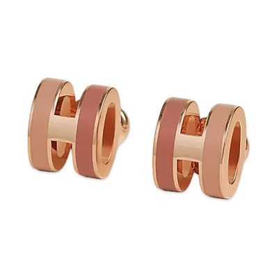 Hermes Mini Pop H Rocabar Earrings "Rose Gold"