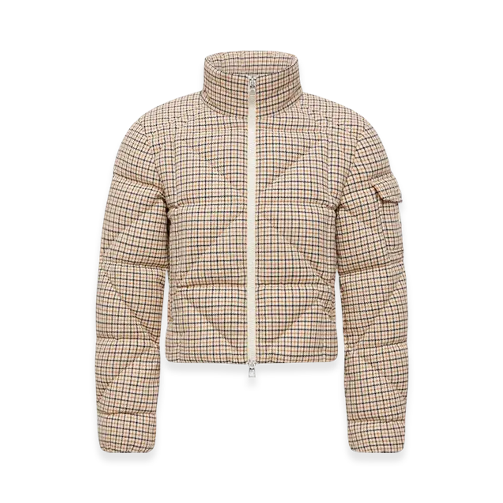 MONCLER Keros Diamond-Quilted Wool Blend Short Down Jacket "Beige"