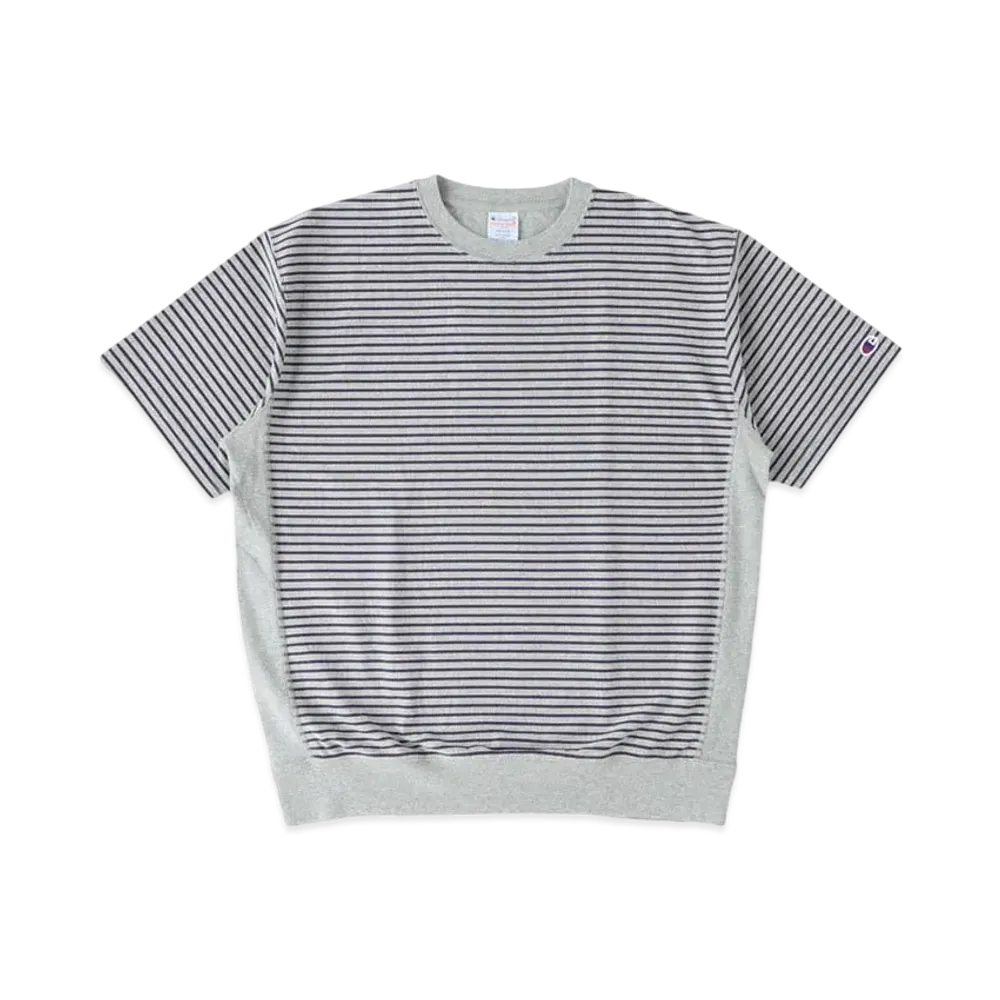 RHC Ron Herman x Champion Reverse Weave Striped Sweat Tee "Gray"