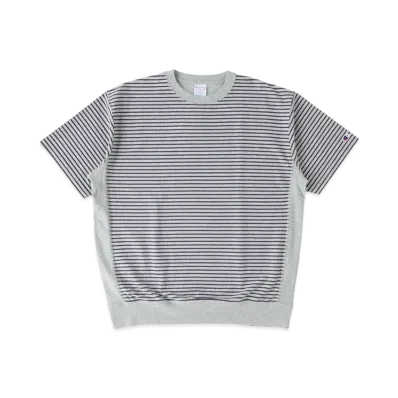 RHC Ron Herman x Champion Reverse Weave Striped Sweat Tee "Gray"