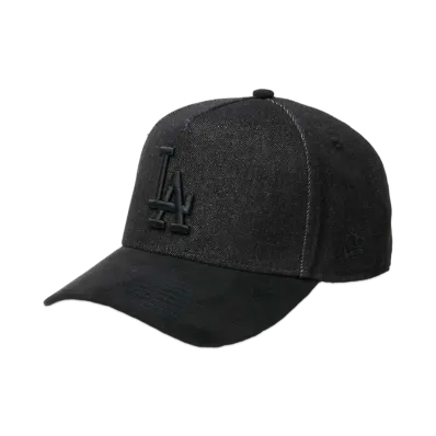 NEW ERA 9Forty A-Frame MLB Denim 2-Tone Los Angeles Dodgers Suede Visor "Black Denim/Black"