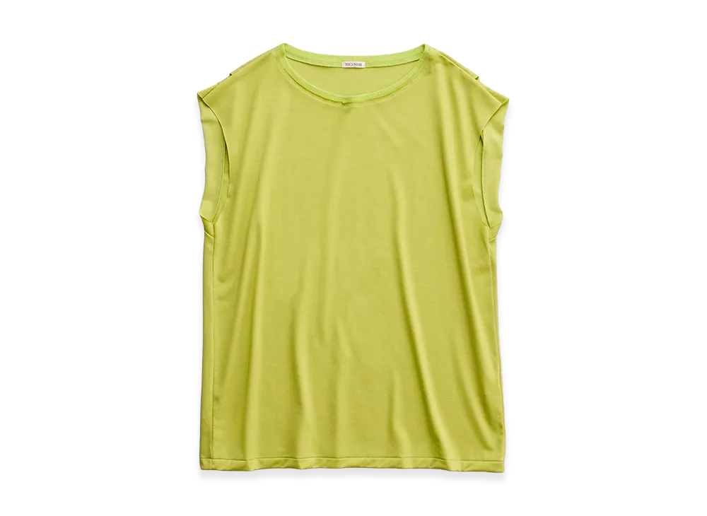 NICENESS W.Mcgeoch Cut-Off Sleeve Super 100's Wool Jersey T-Shirt "Lime"