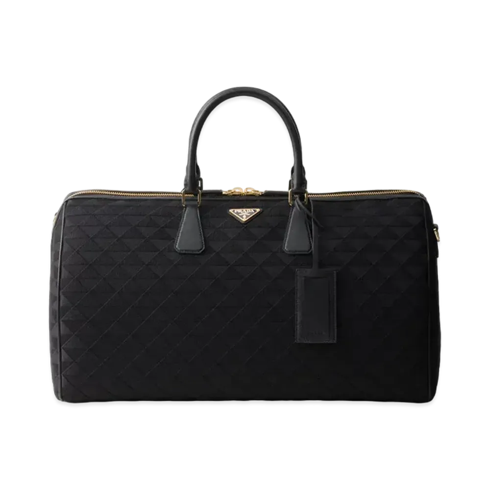 PRADA Embroidered Fabric Duffel Bag "Black"