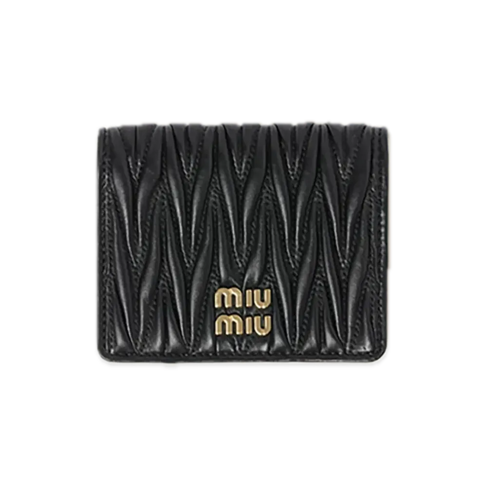 MIU MIU Matelasse Leather Bifold Wallet "Black"