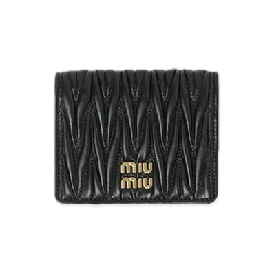MIU MIU Matelasse Leather Bifold Wallet "Black"
