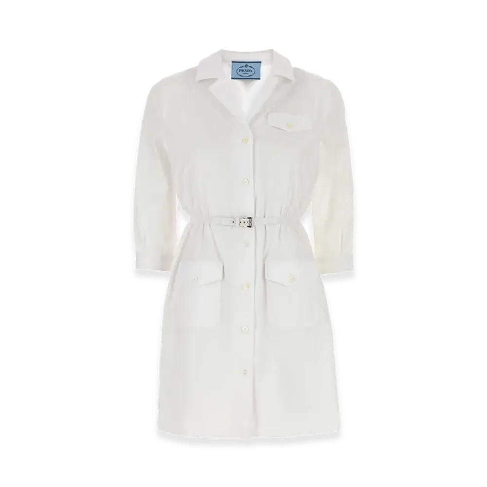 PRADA Women's Poplin Shirt Dress "White"