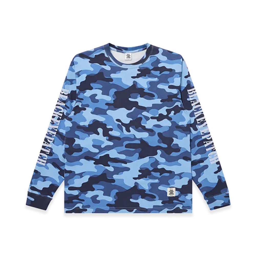 BlackEyePatch Stencil Logo Embroidered L/S Tee "Blue Camo"