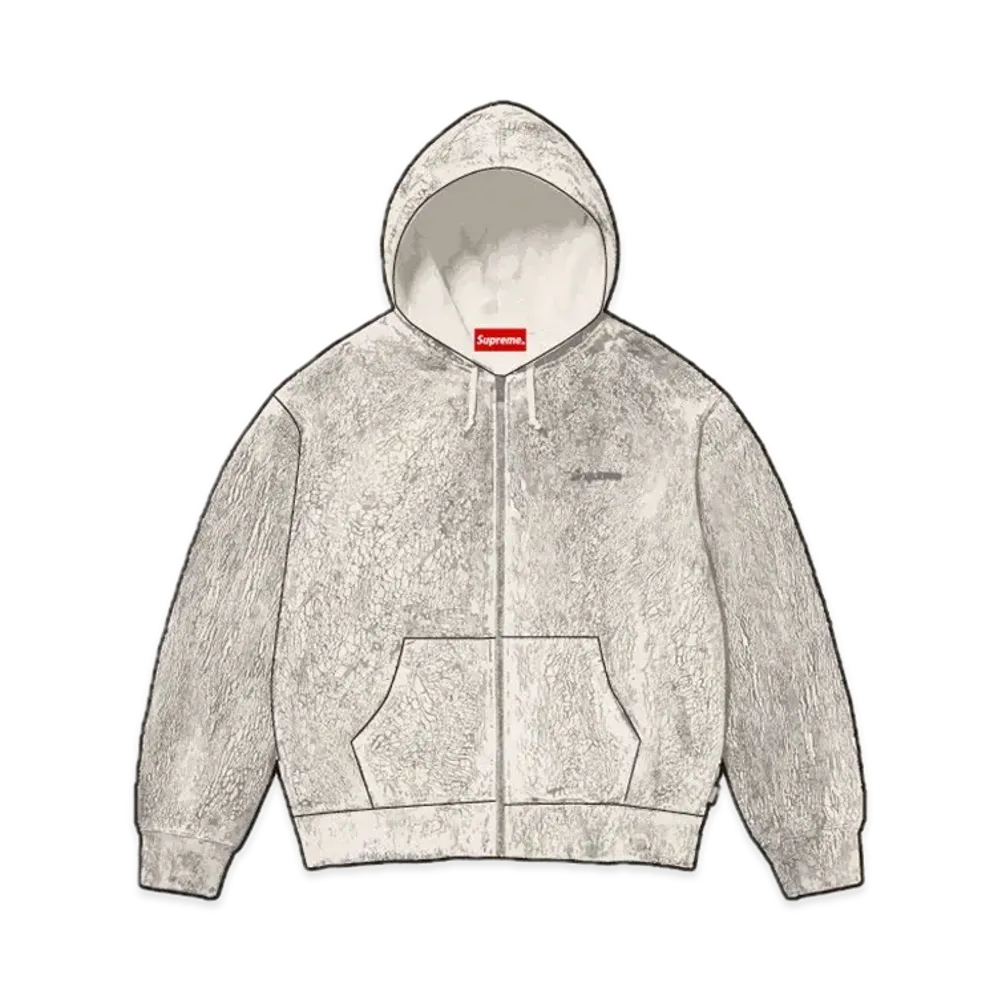 Supreme Crackle Zip Up Hooded Sweatshirt "Natural"