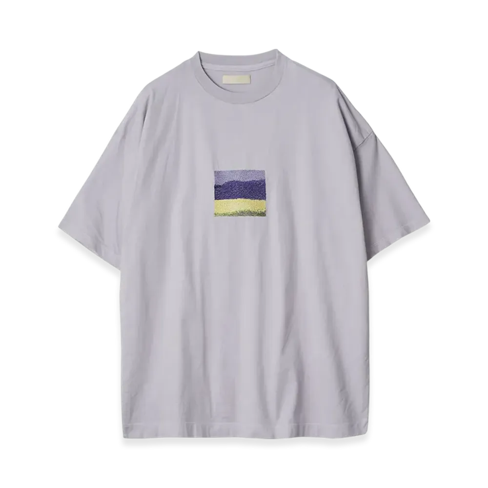 YOKE Embroidery Organic Cotton T-Shirt By Taro Mizutani "Lavendor"