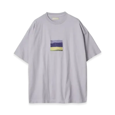 YOKE Embroidery Organic Cotton T-Shirt By Taro Mizutani "Lavendor"