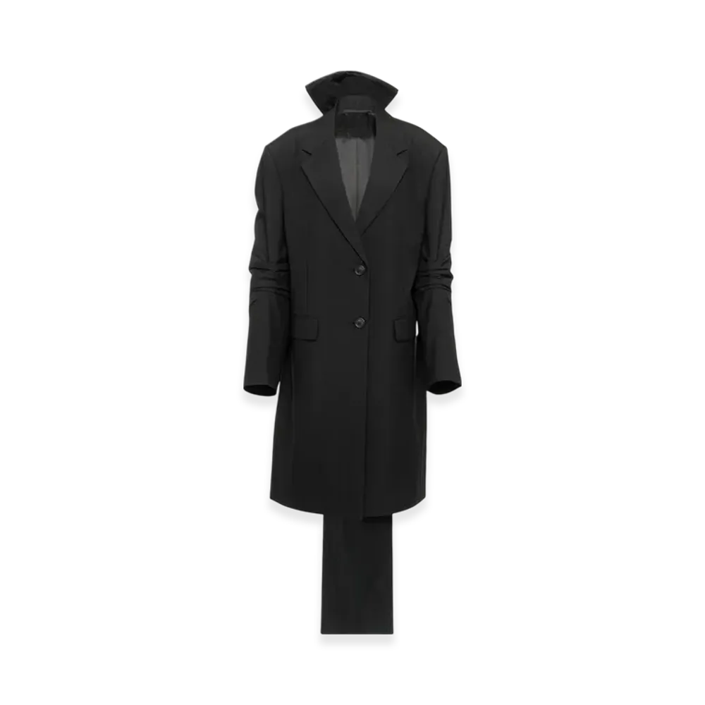 PRADA Women's Single-Breasted Mohair Coat with Bow "Black"