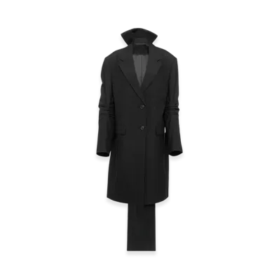 PRADA Women's Single-Breasted Mohair Coat with Bow "Black"