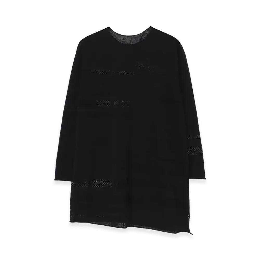 Yohji Yamamoto 12G 2P Stripe Paneled Sweater "Black"