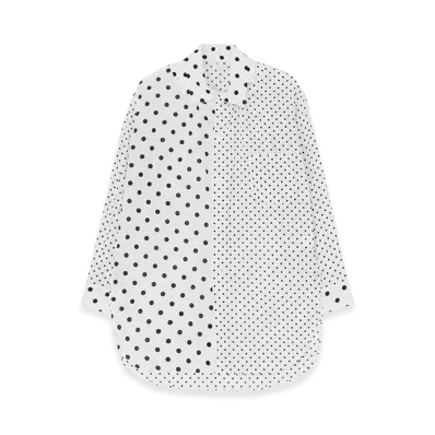 Y's 60/- Cotton Lawn Dot Print Square Collar Shirt "White"