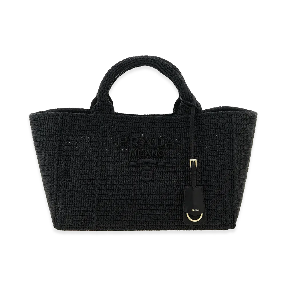 PRADA Women's Crochet Shopping Bag "Black"