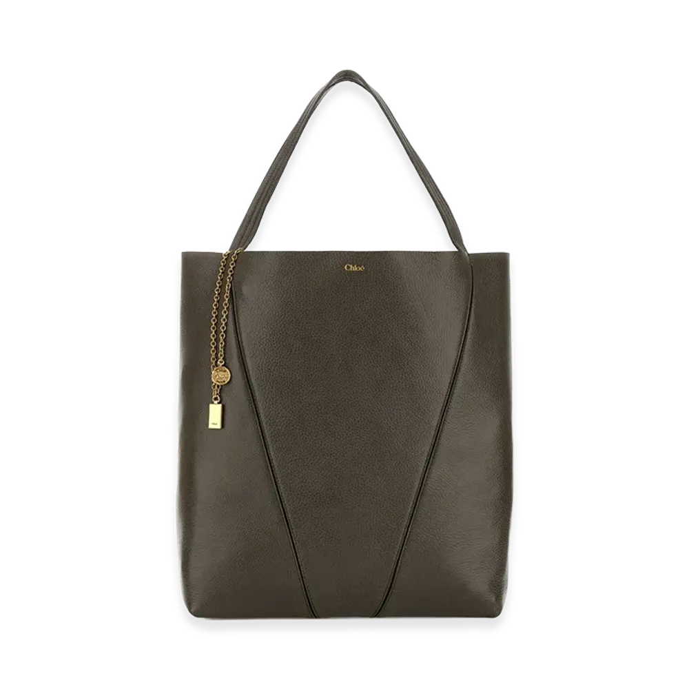 Chloe Women's Leather Large Spin Shopping Bag "Dark Grey"